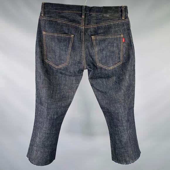 BACKBONE Size L Navy Cotton Straight Raw Edge Jeans - Picture 3 of 6
